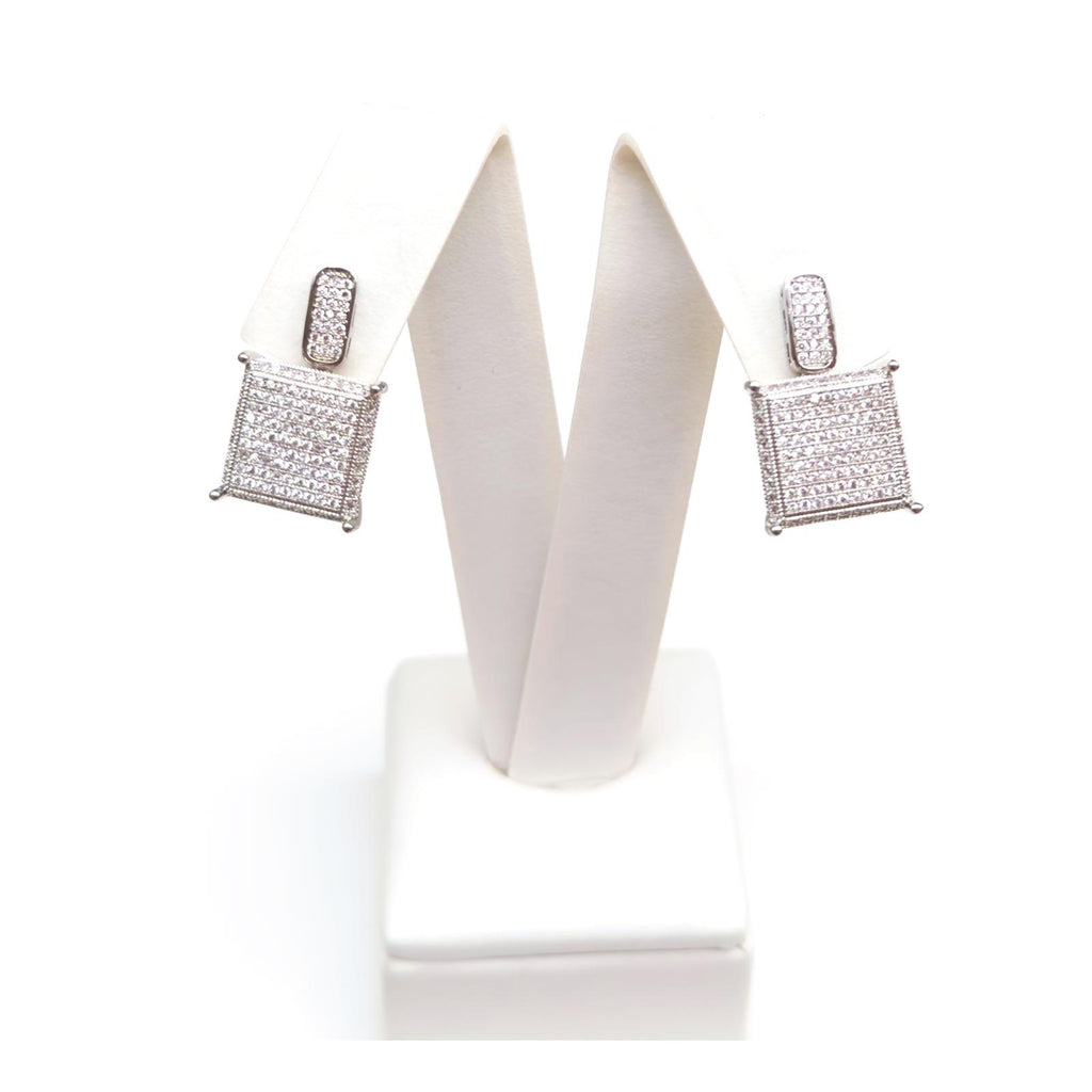 Square Pavé Drop Earrings