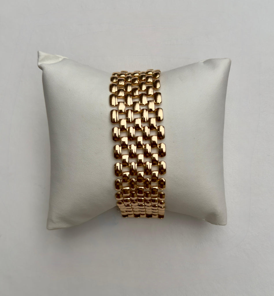 Wide Gold-Plated Link Bracelet
