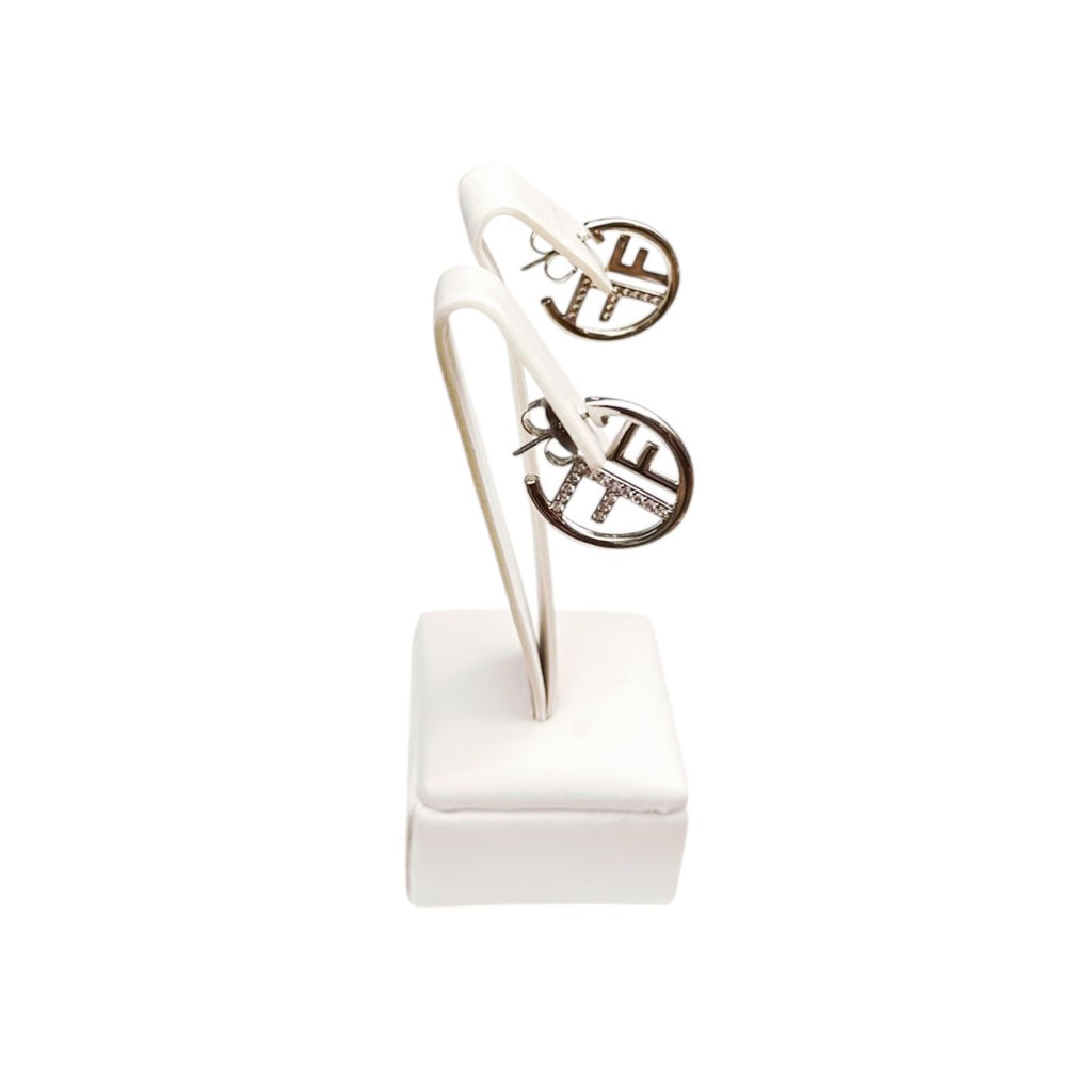 Silver Logo-Inspired Circle Earrings