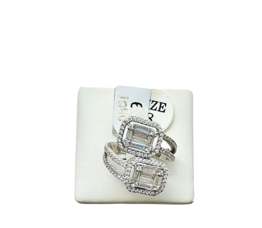 Silver Double-Crystal Ring