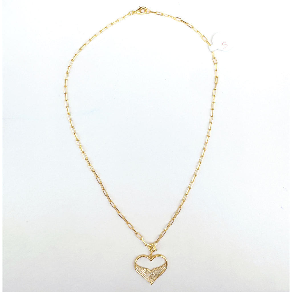 Gold-Plated Heart Pendant Necklace