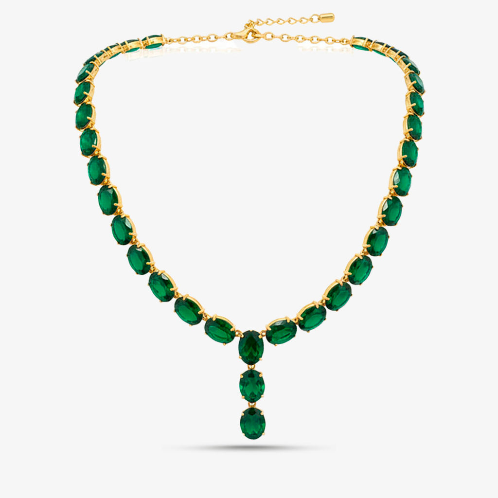 Emerald Elegance Gold-Plated Necklace