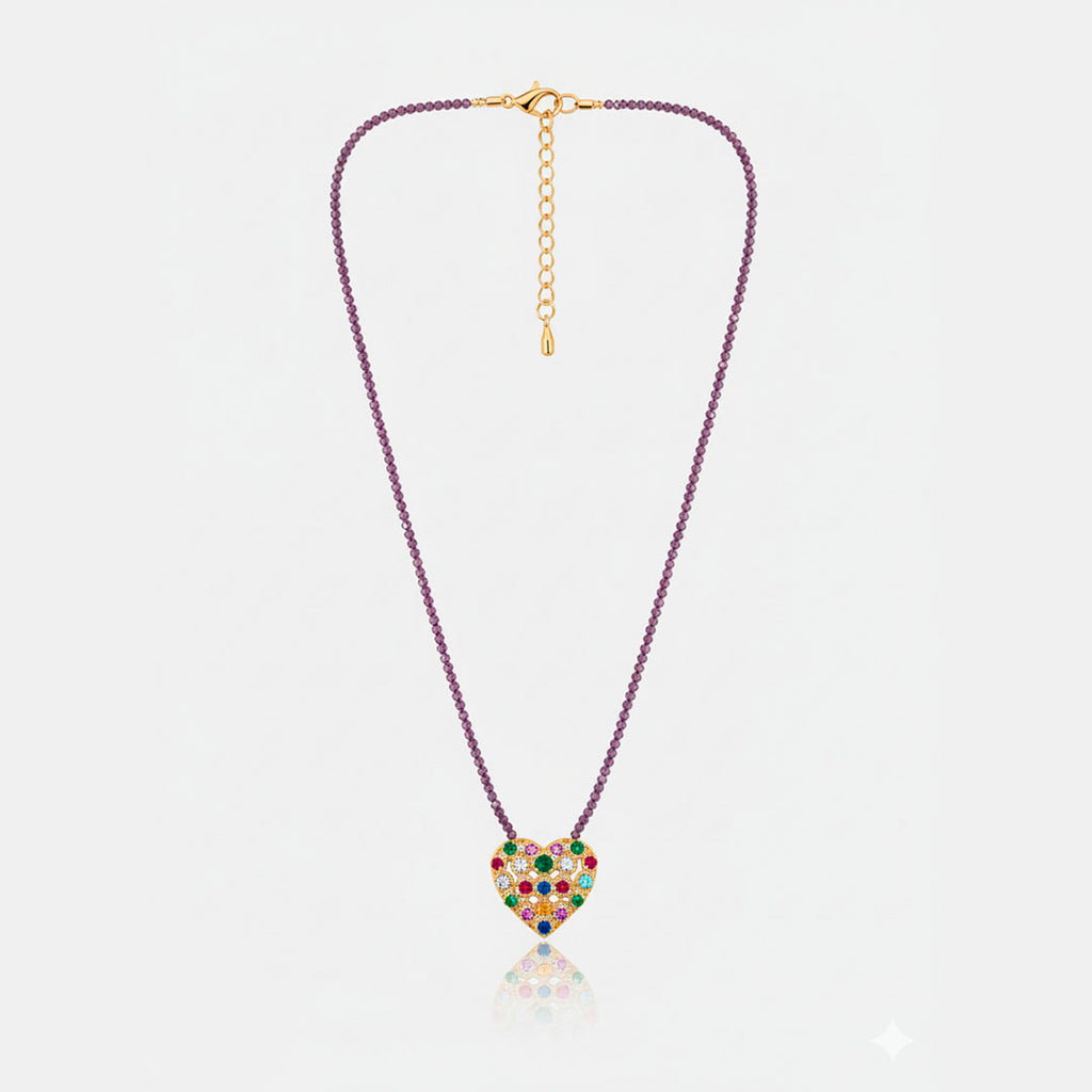 Rainbow Heart Charm Necklace
