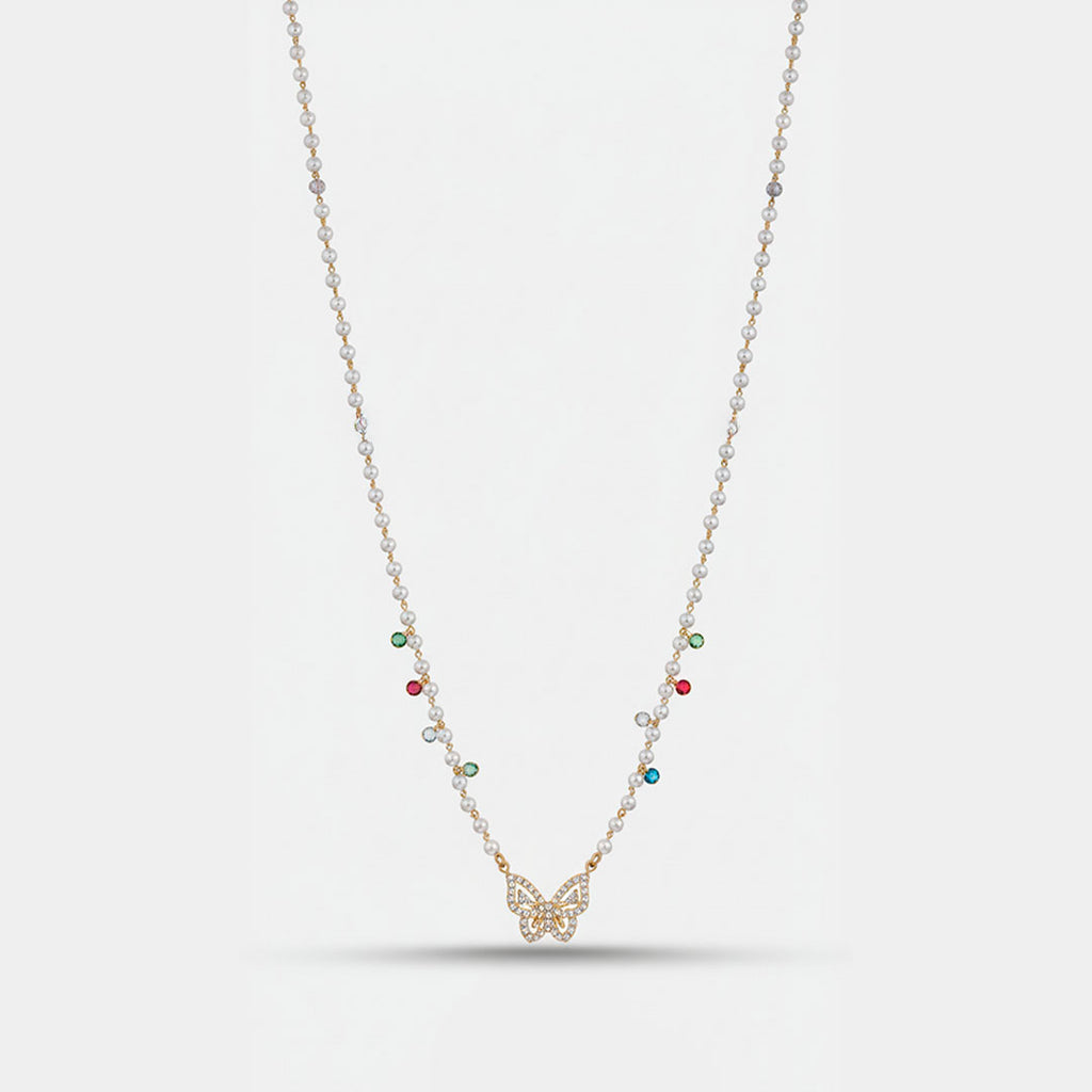 Butterfly Pearl Drop Necklace