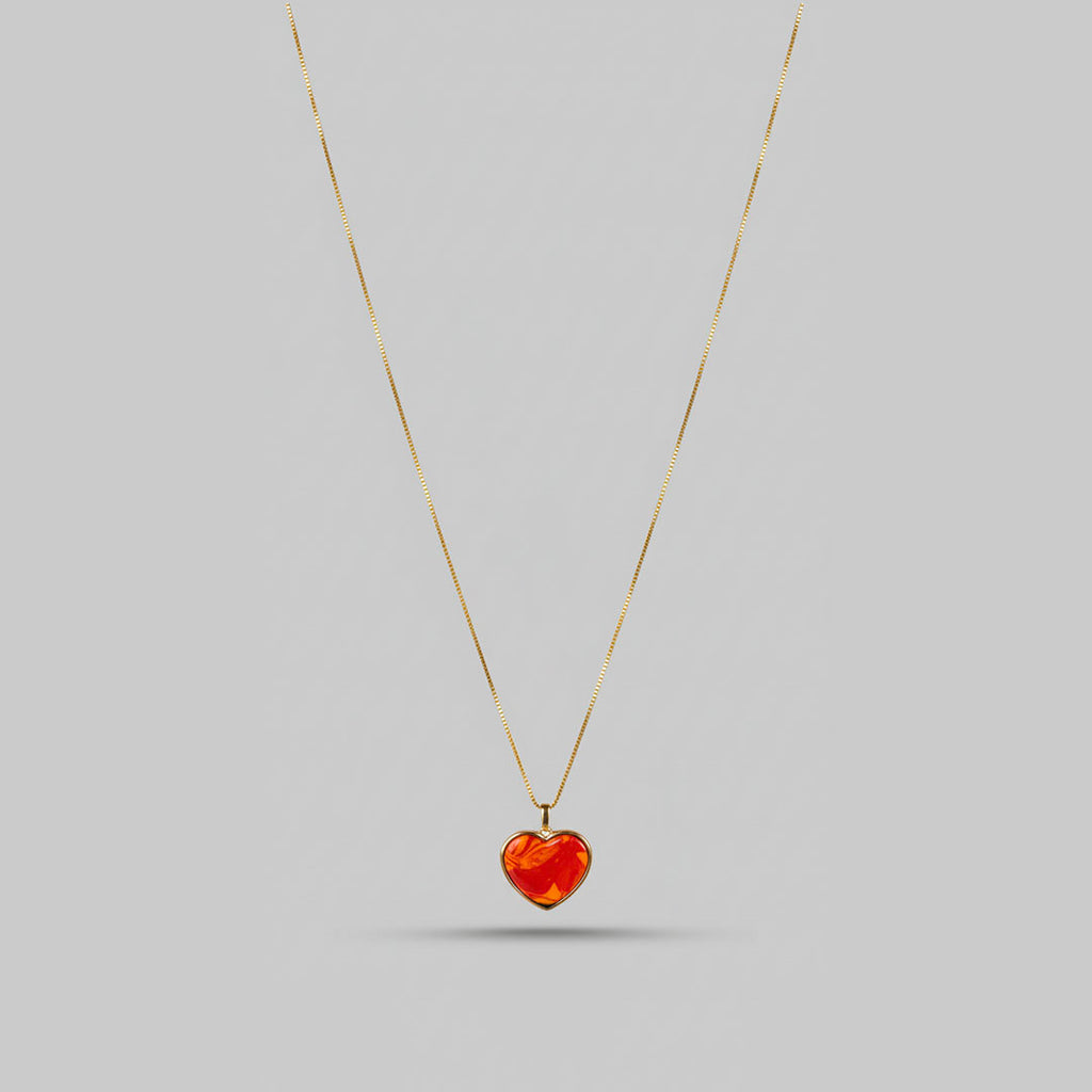 Amber Heart Enamel Necklace