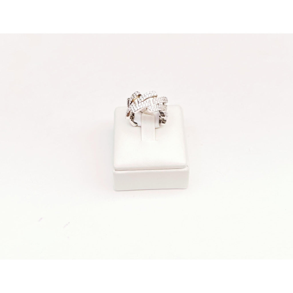 Silver-Tone Braided Crystal Ring