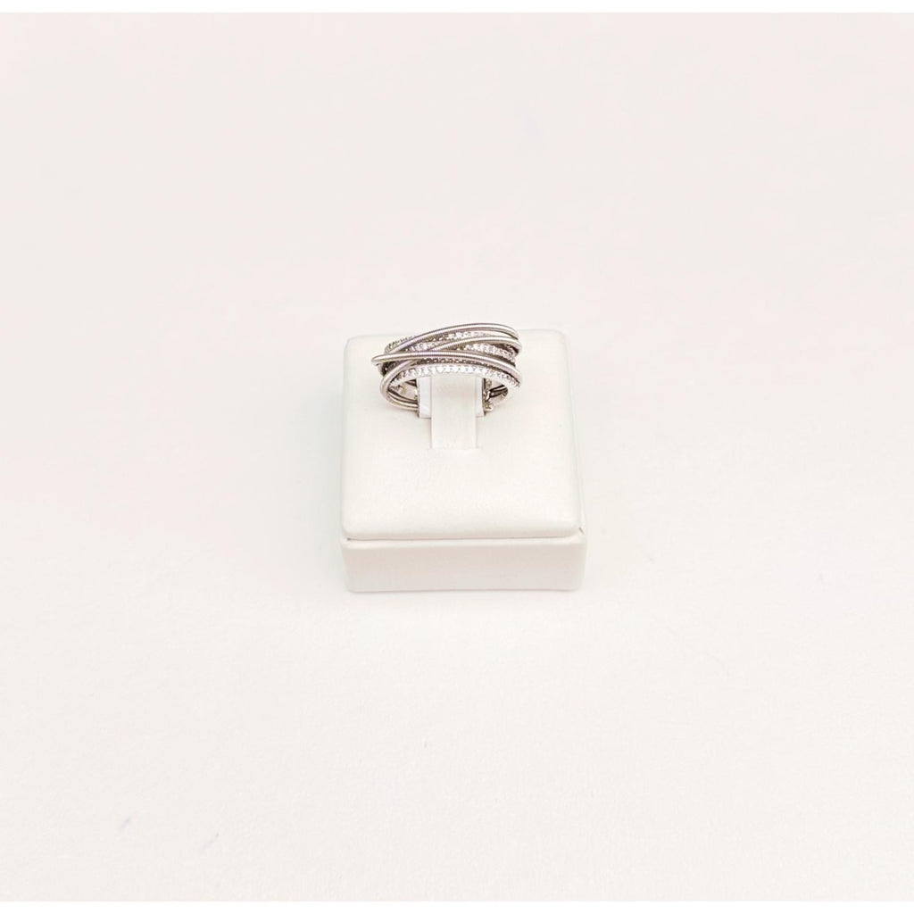 silver and crystal ring