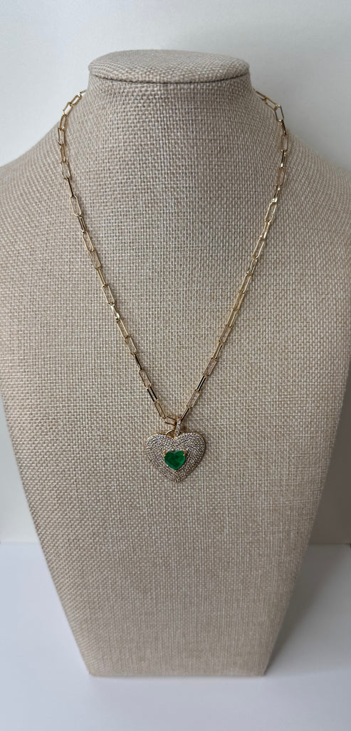 Emerald Heart Statement Necklace
