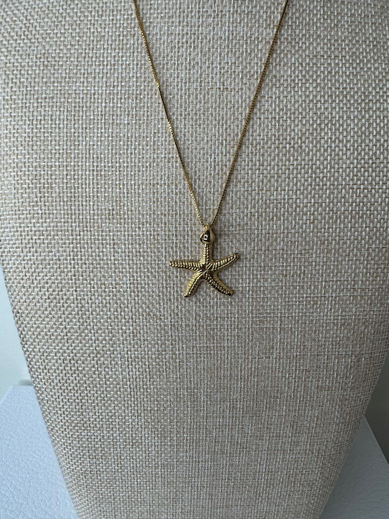 Golden Starfish Charm Necklace