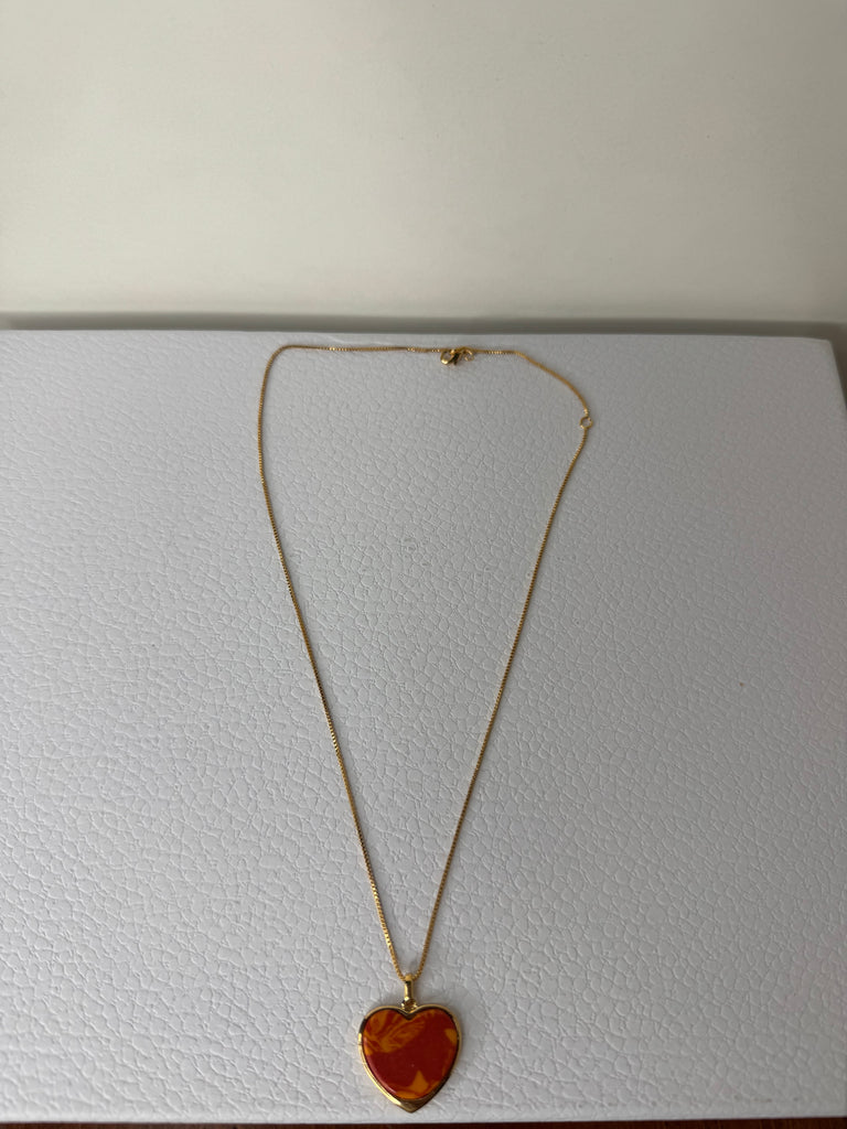 Amber Heart Enamel Necklace