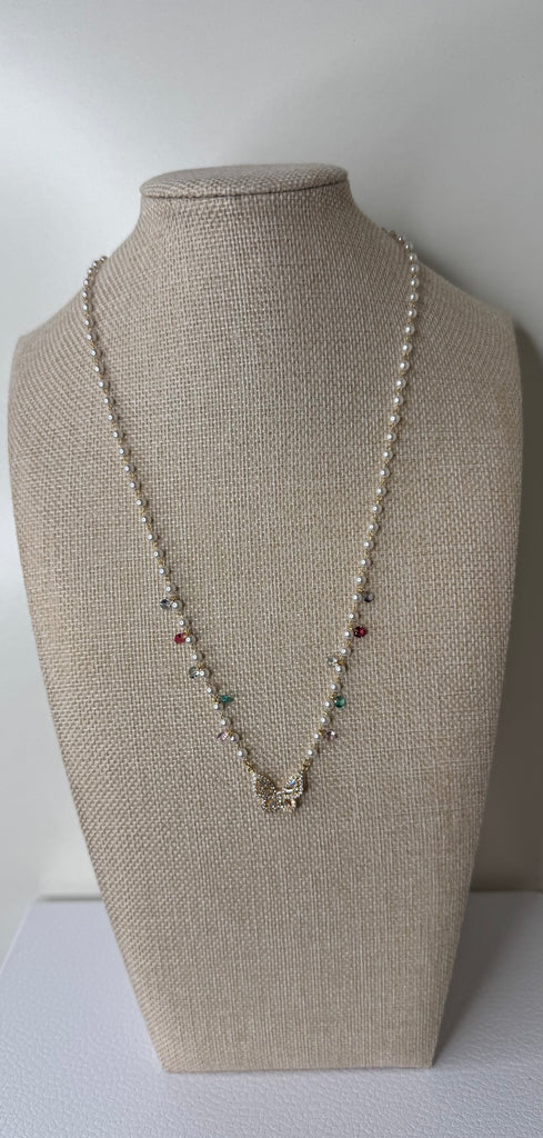 Butterfly Pearl Drop Necklace