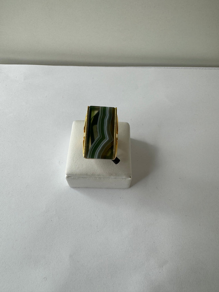 Green Agate Statement Ring