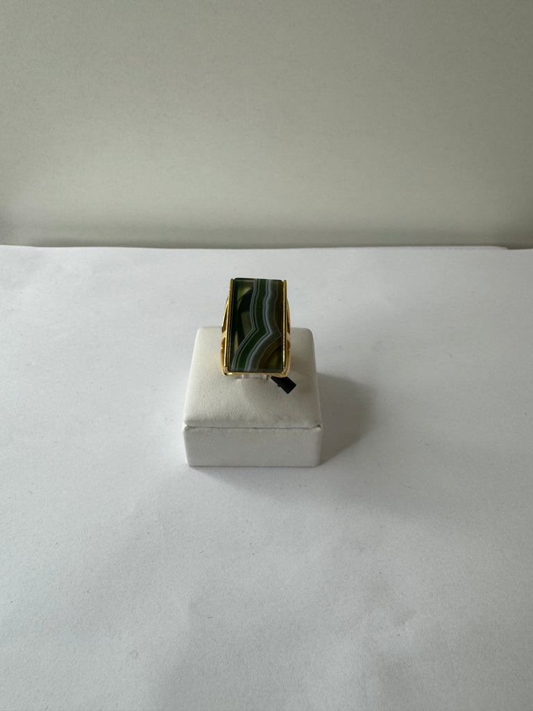 Green Agate Statement Ring