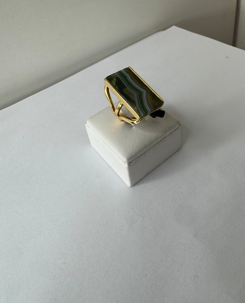 Green Agate Statement Ring