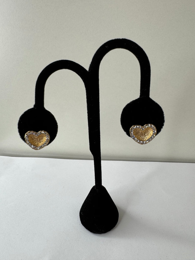 Textured Gold Heart Studs