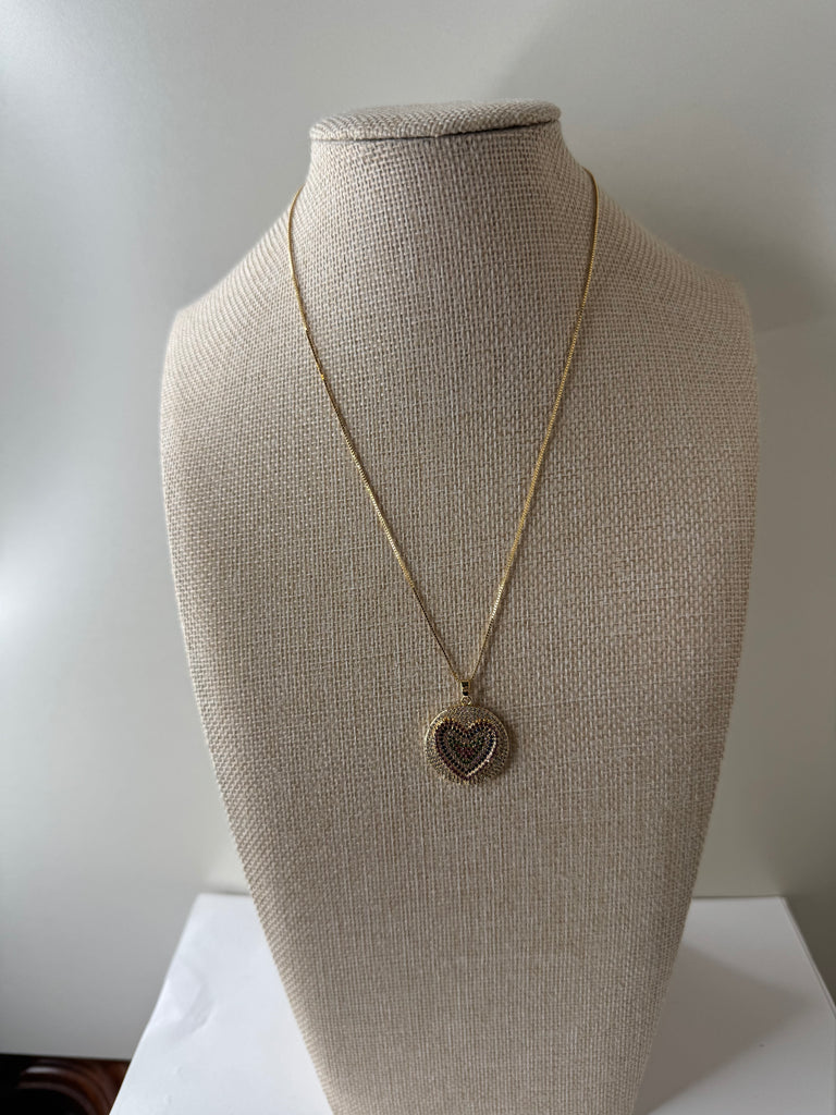 Rainbow Heart Medallion Necklace