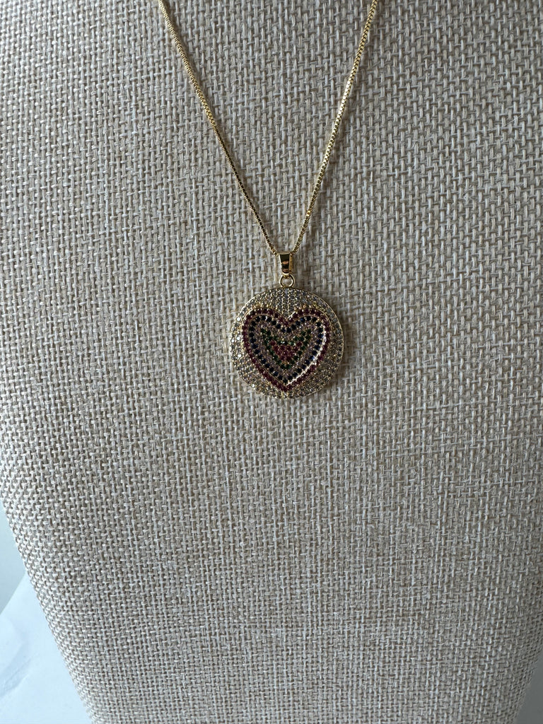 Rainbow Heart Medallion Necklace