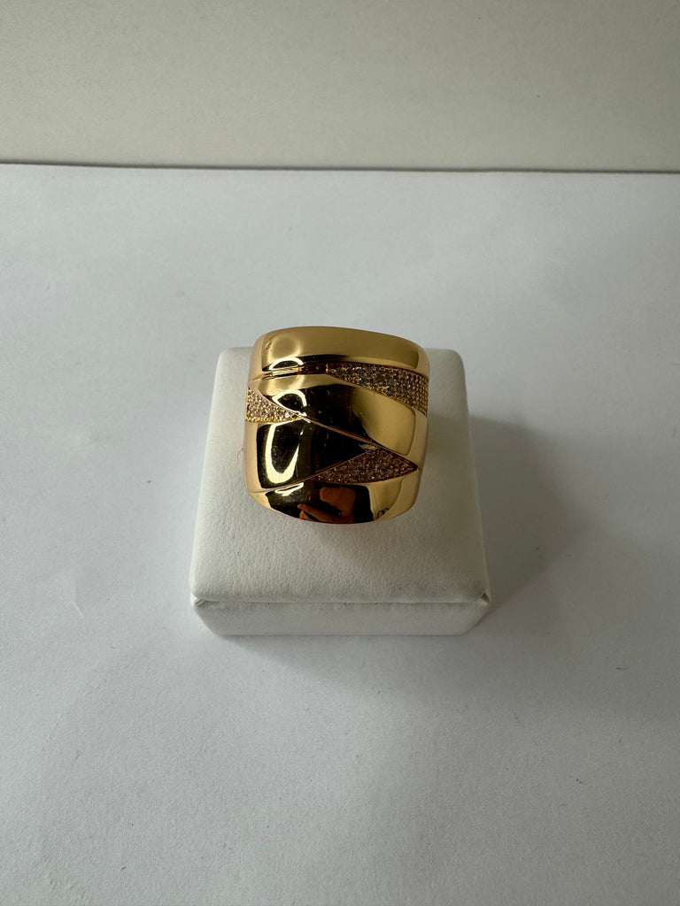 Wide Band Gold Swirl Ring