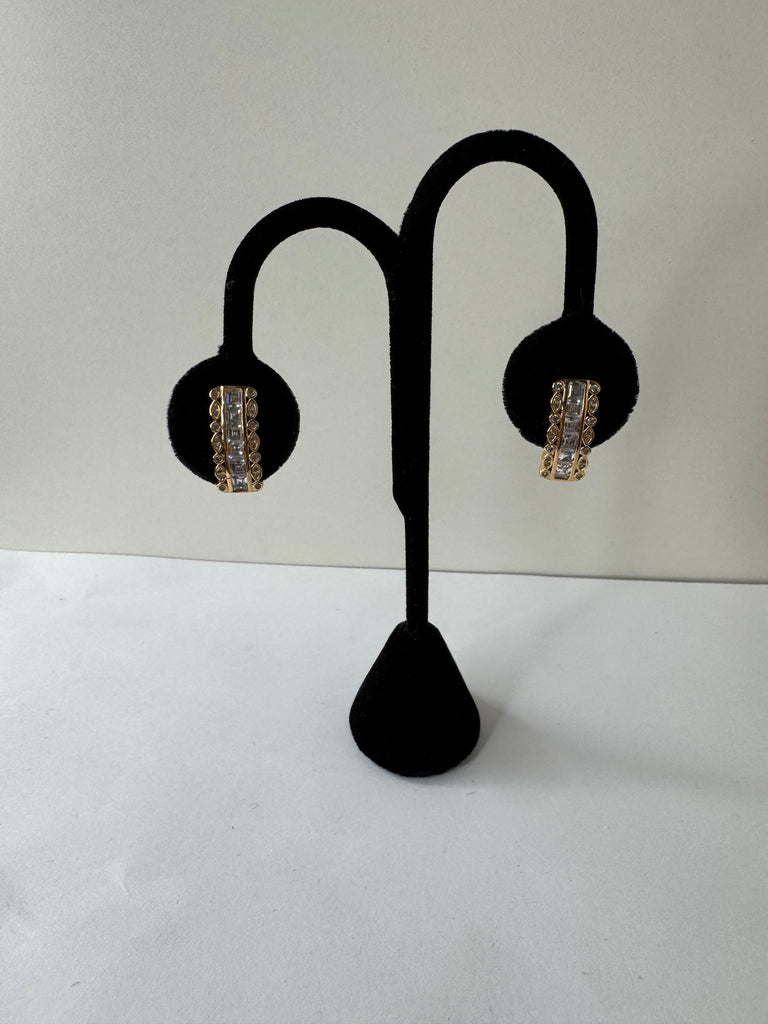 Crystal Column Huggie Earrings