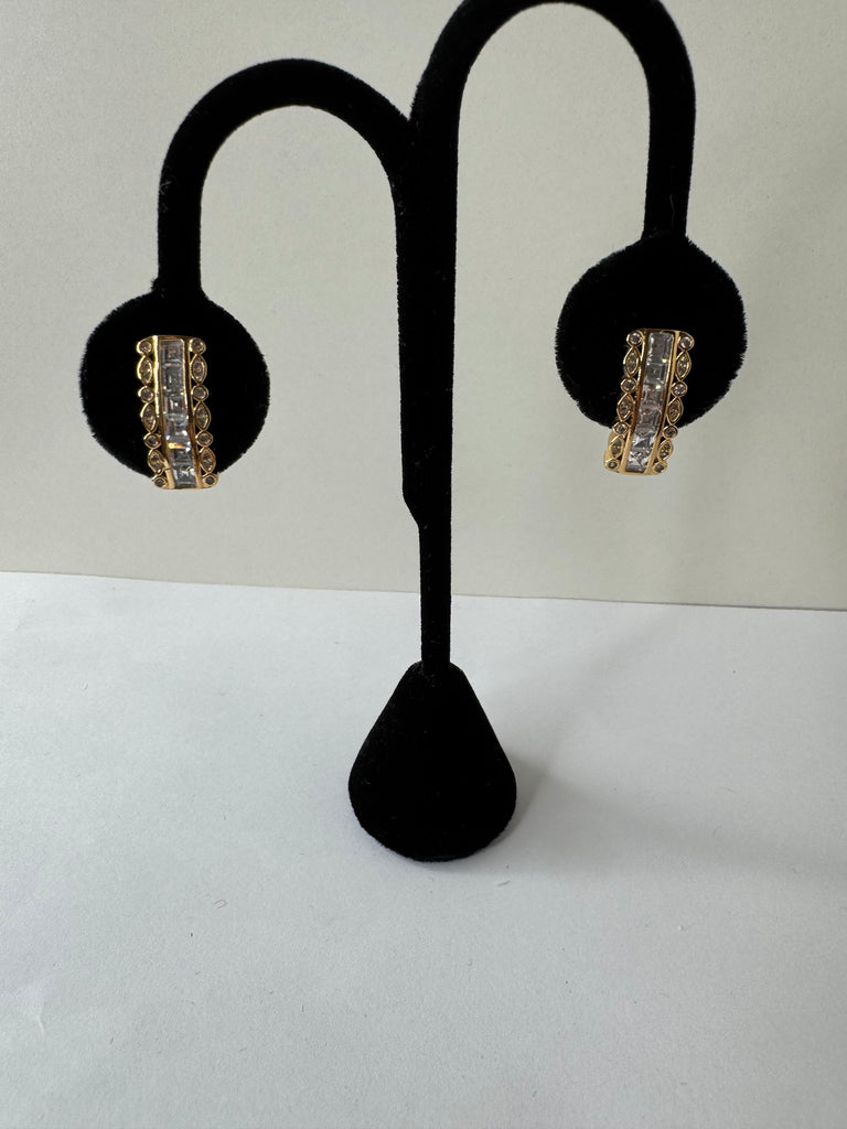 Crystal Column Huggie Earrings