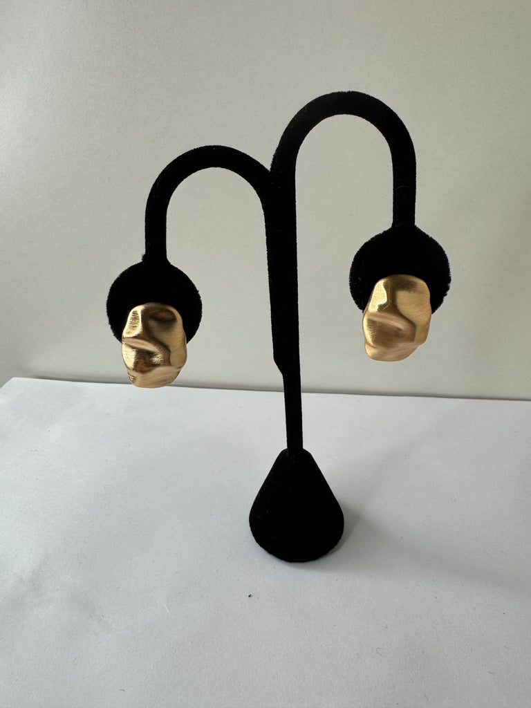 Abstract Face Matte Gold Earrings
