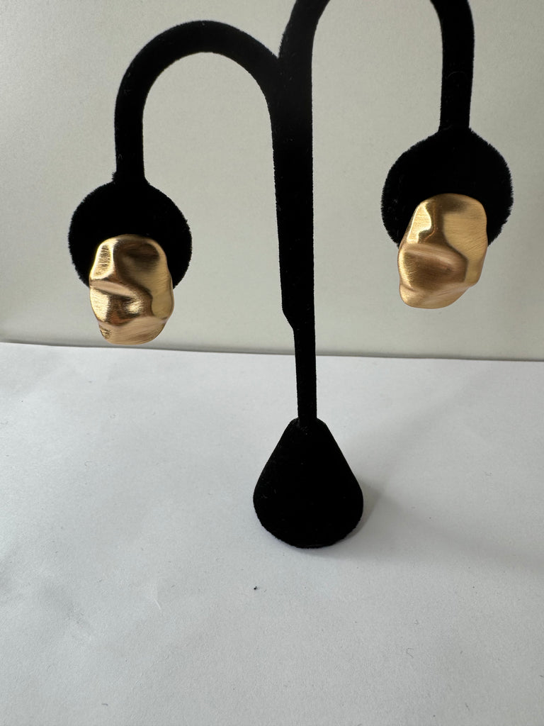 Abstract Face Matte Gold Earrings