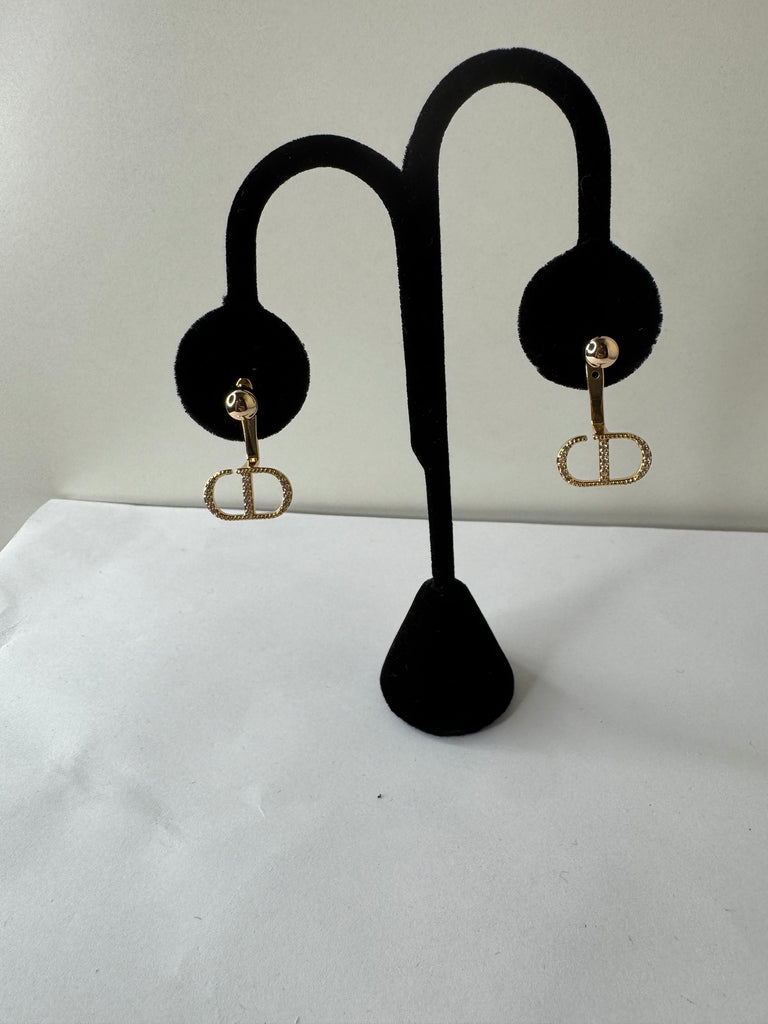 Golden Monogram Drop Earrings