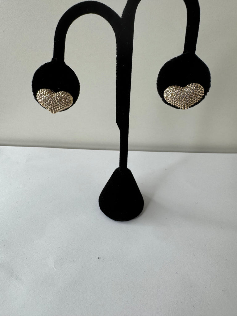 Golden Crystal Heart Studs
