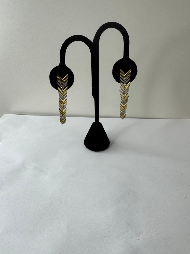 Two-Tone Chevron Drop Earrings