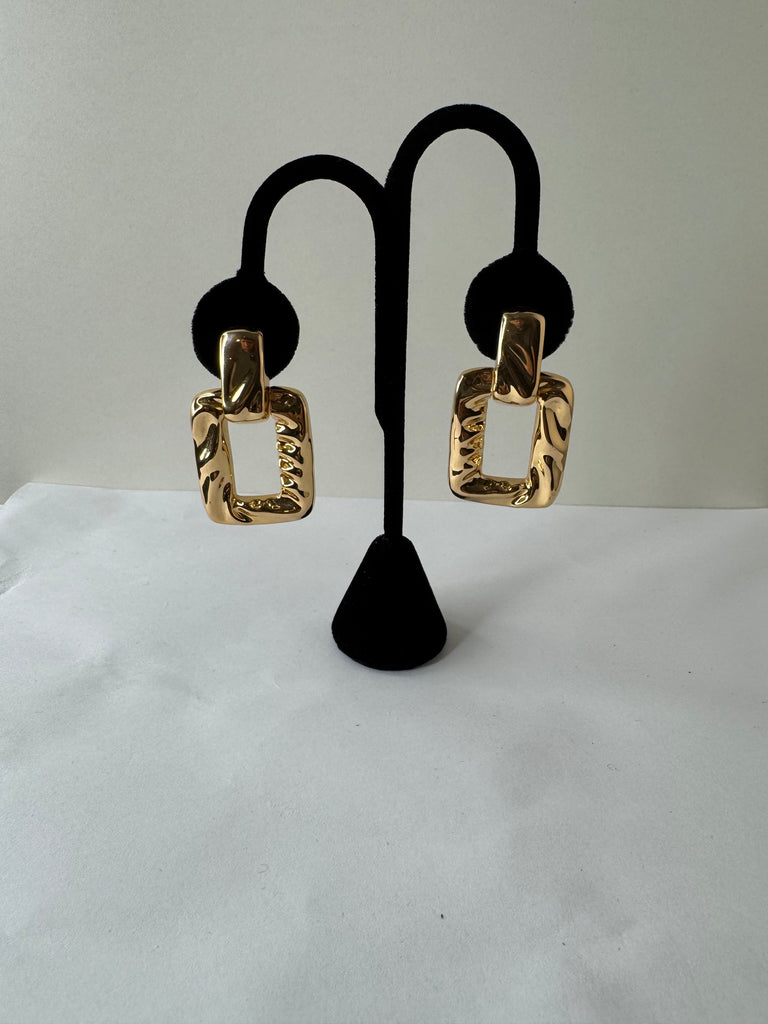 Chunky Gold Rectangle Link Earrings