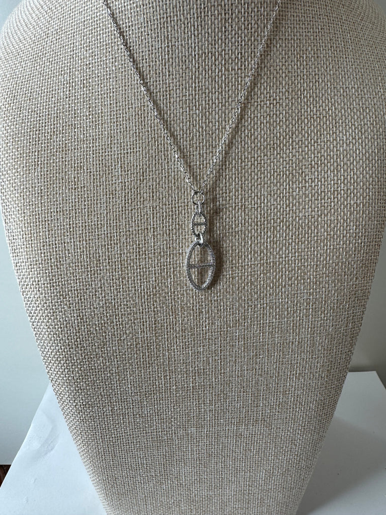 Silver Buckle Link Pendant Necklace