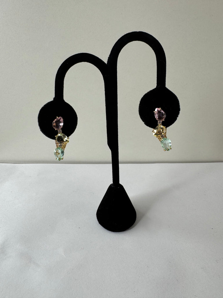 Pastel Gemstone Cluster Earrings