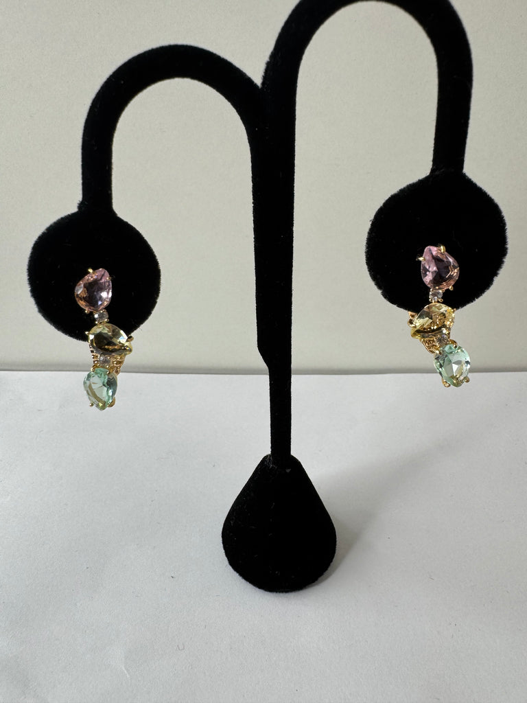 Pastel Gemstone Cluster Earrings