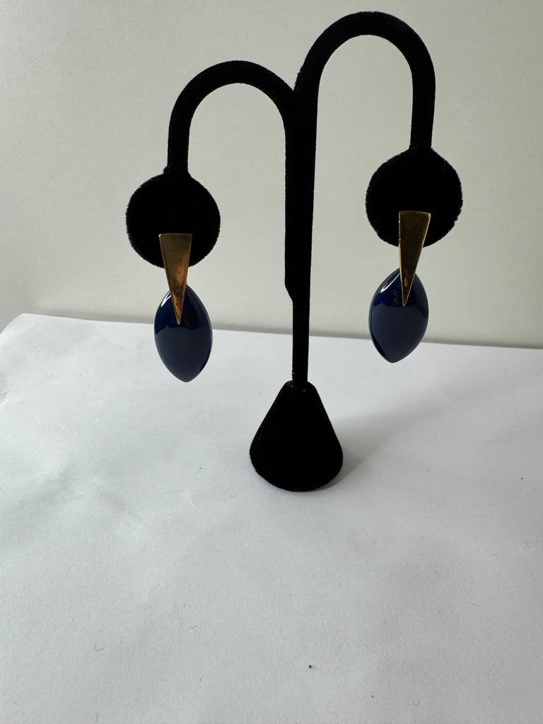 Blue Teardrop & Triangle Drop Earrings