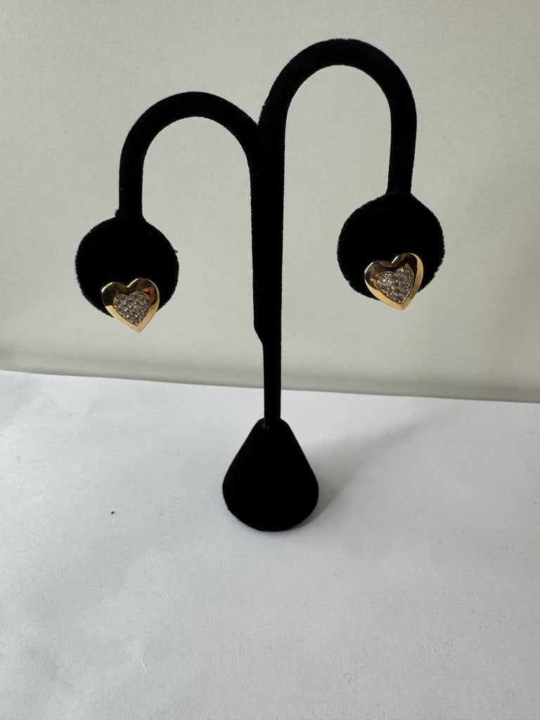 Double Heart Pavé Stud Earrings