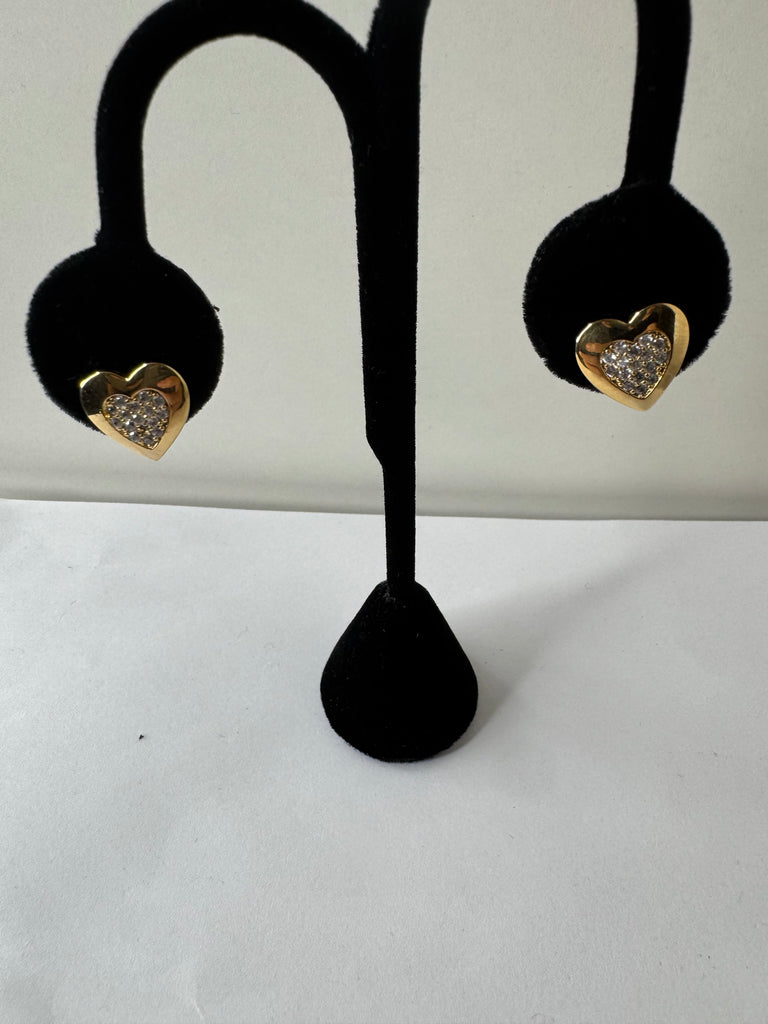 Double Heart Pavé Stud Earrings