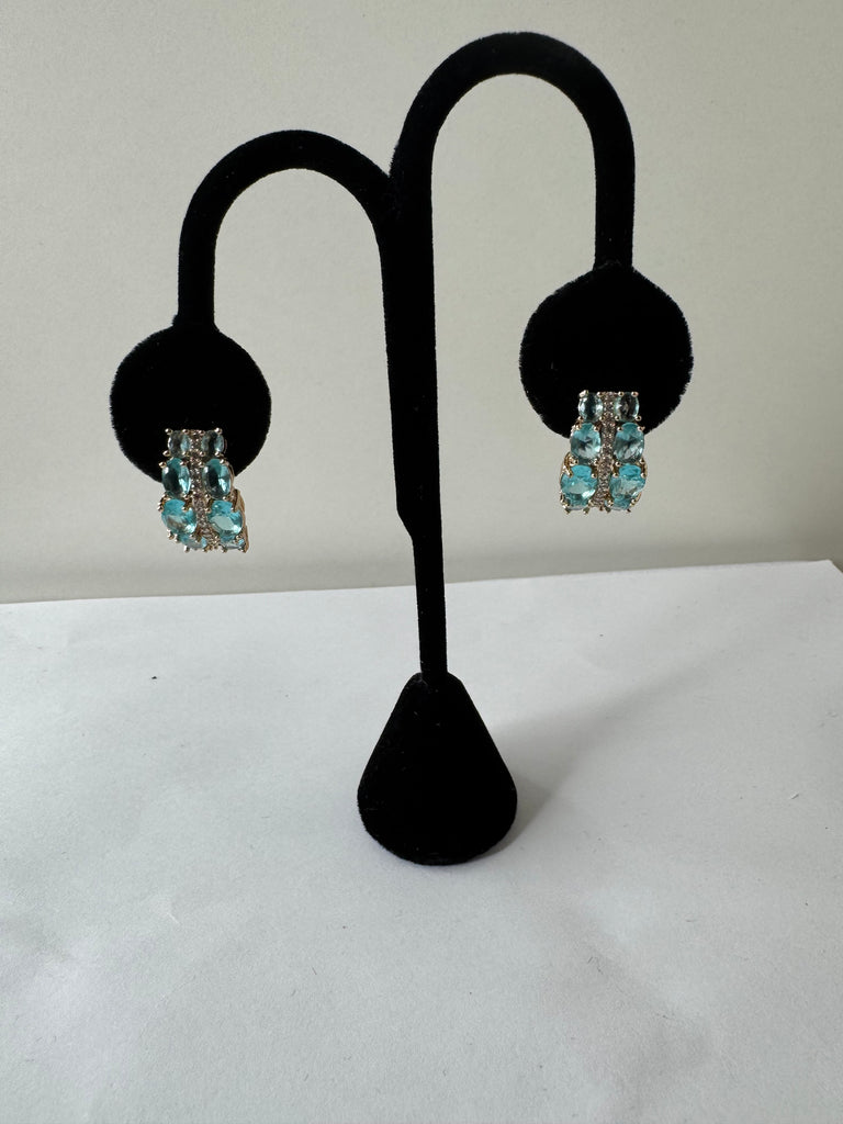 Aqua Slice Stud Earrings
