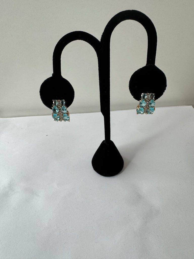 Aqua Slice Stud Earrings