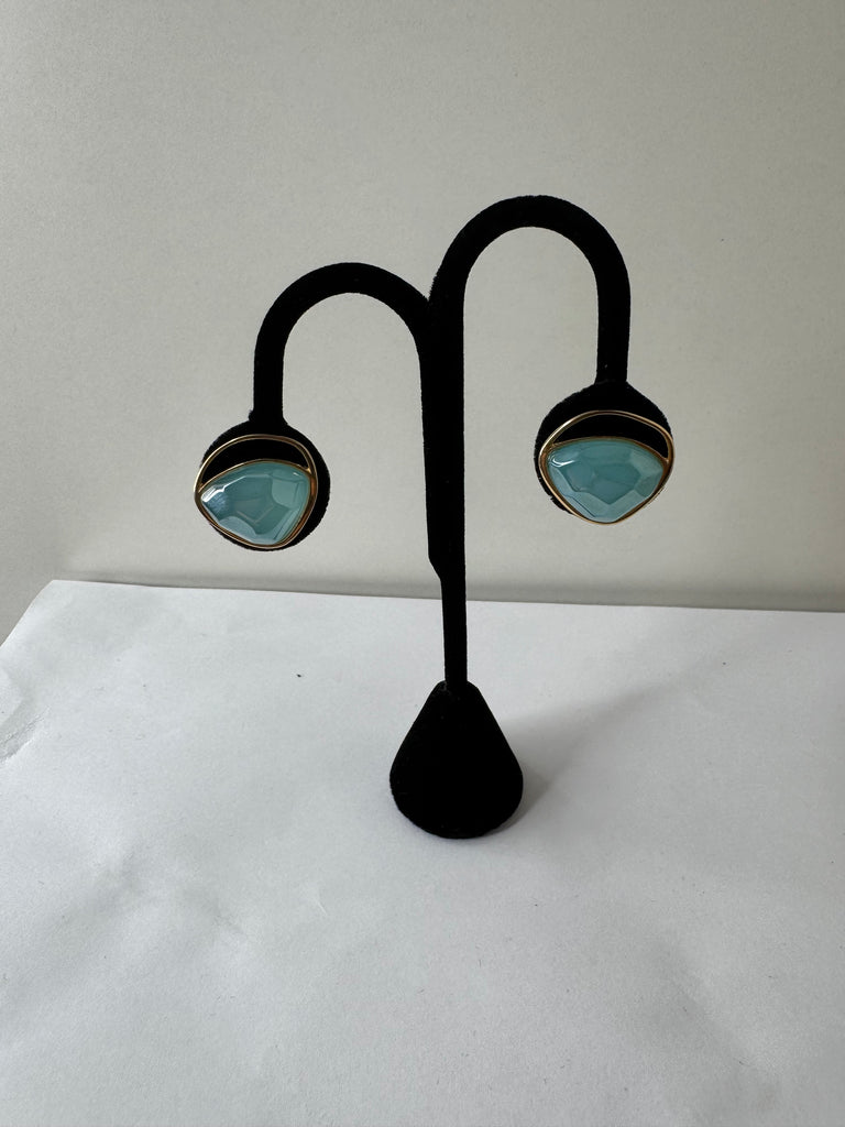 Aqua Slice Stud Earrings