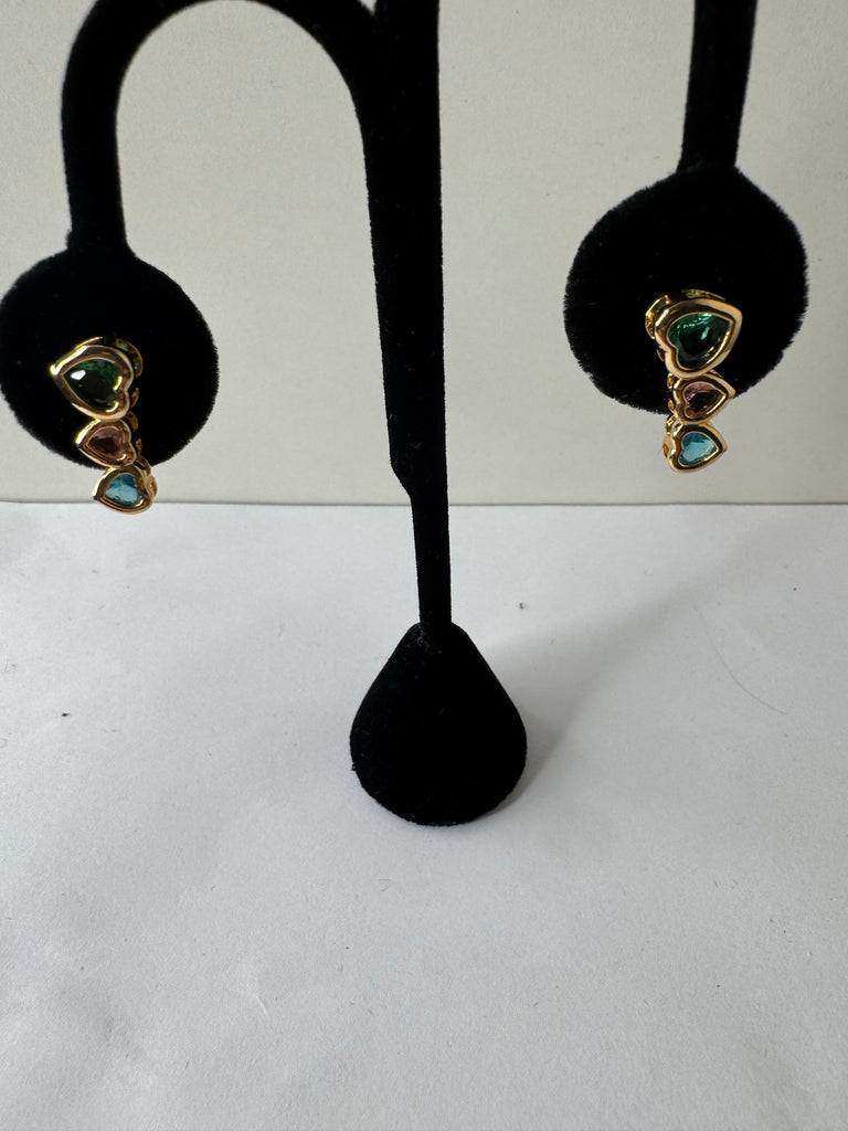 Tricolor Heart Drop Earrings