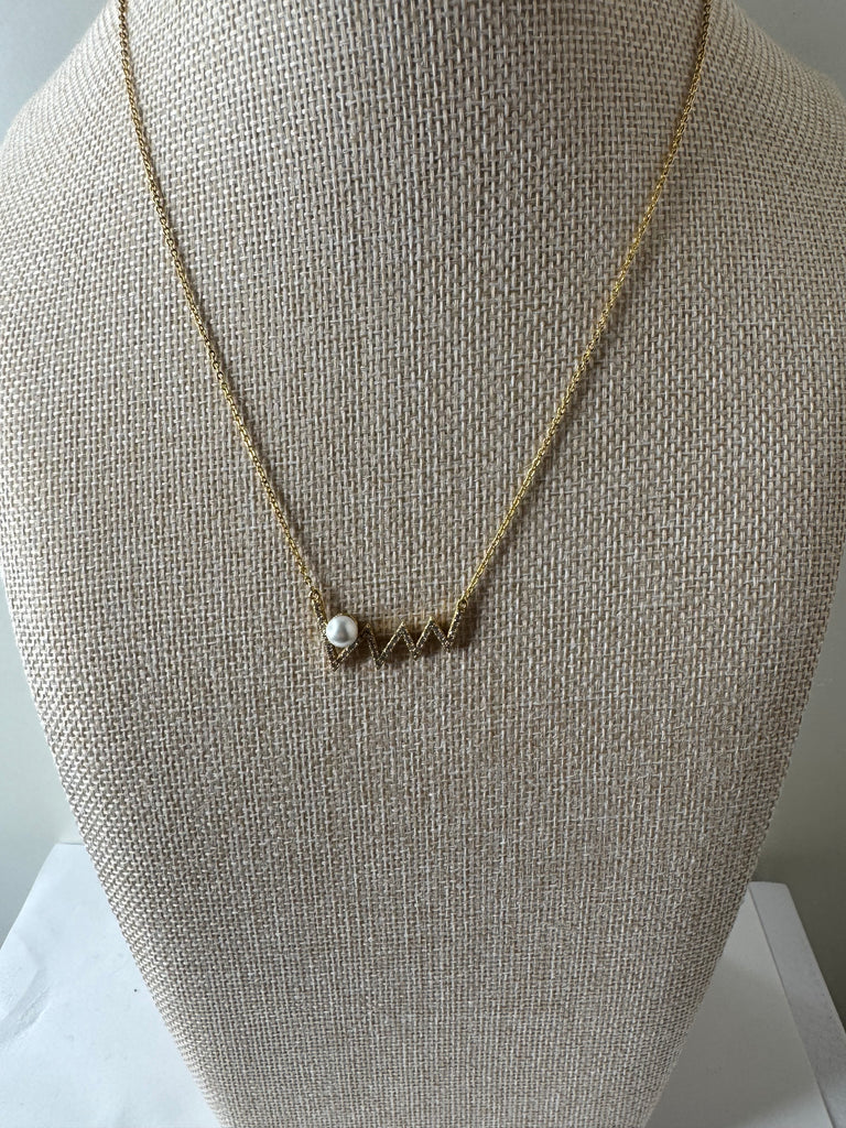 Pearl & Crown Accent Necklace