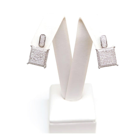 Square Pavé Drop Earrings