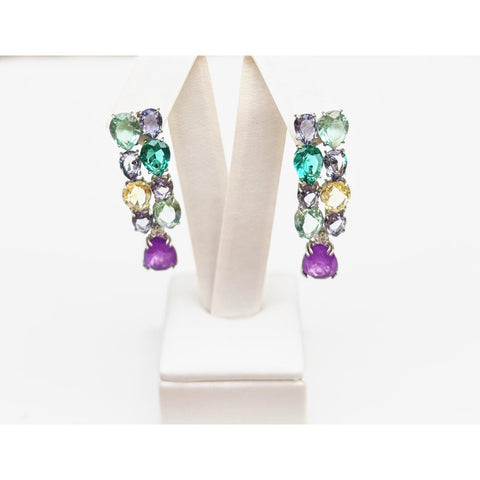 Sterling Silver Colorful Gemstone Earrings