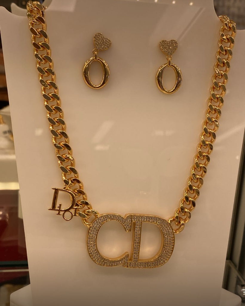 Gold CD Statement Necklace