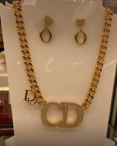 Gold CD Statement Necklace