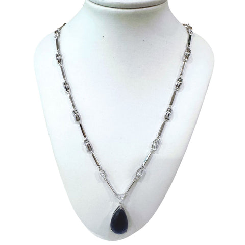 Silver Crystal Drop Necklace
