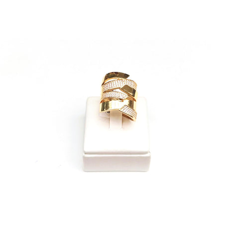 Gold-Plated Spiral Ring with Crystals