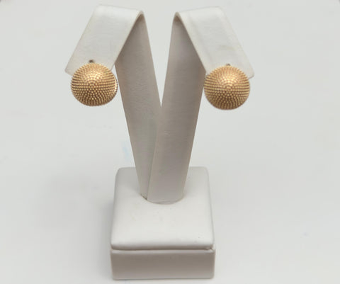 Gold Textured Dome Earrings