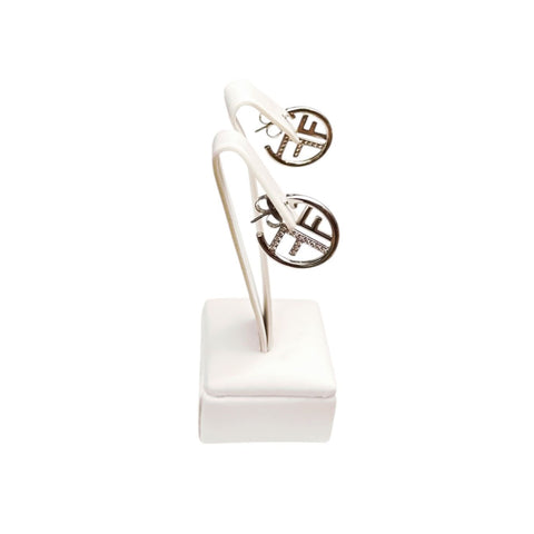 Silver Logo-Inspired Circle Earrings