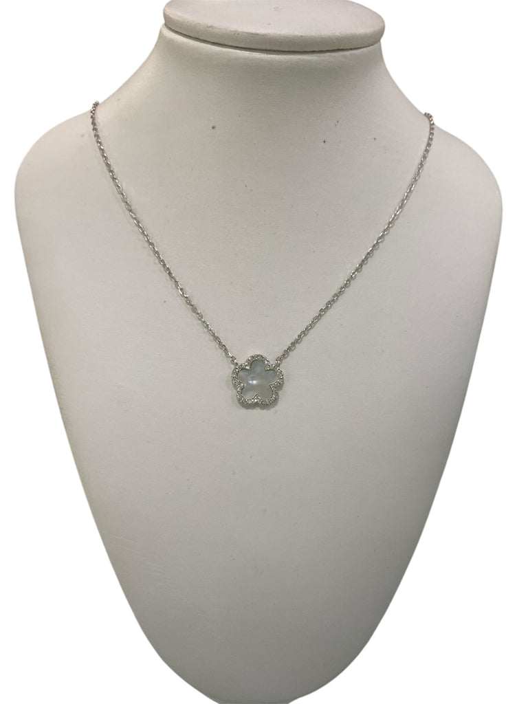 flower silver necklace
